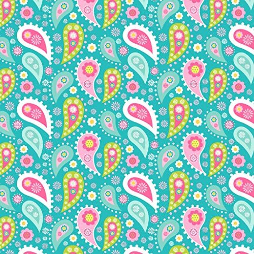 Teal &amp; Pink Paisley Pattern Printed Heat Transfer Vinyl (12 x 24)