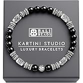 Kartini Studio Black Onyx and Sterling Silver Bracelet, Quality Bead Jewelry for Man, Men's Onyx Bracelet