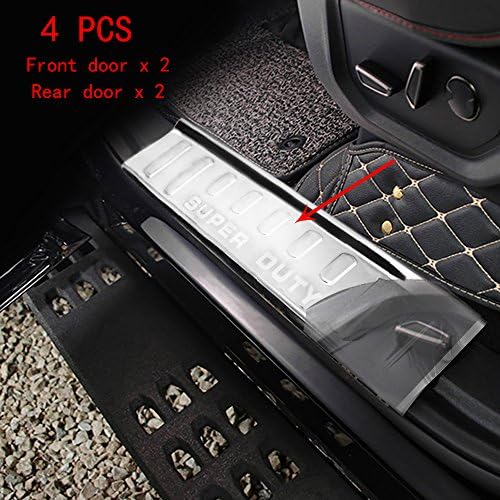 Car Stainless Steel Door Sill Scuff Plate，Blue LED Light Side Door Sill Scuff Plate ，Stainless Steel Plate Cover for Ford F-250 F-350 2009-2015