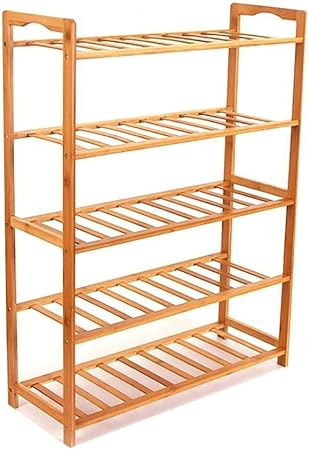 DJSMxj Banco de Zapatos de bambú de 5 Niveles para Entrada, Organizador