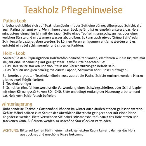 Gartentisch Beistelltisch XL aus massivem Teak Holz - 90 x 90 cm, großer, Quadratischer Holztisch, wetterfest für Garten… – Bild 7