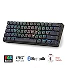 LeaningTech LTC K61 61-Key RGB LED Backlit Bluetooth Wireless/Wired Multi-Device Mechanical Keyboard for PC / Mac / iPad / iPhone / Smartphone / Laptop, Red Switch