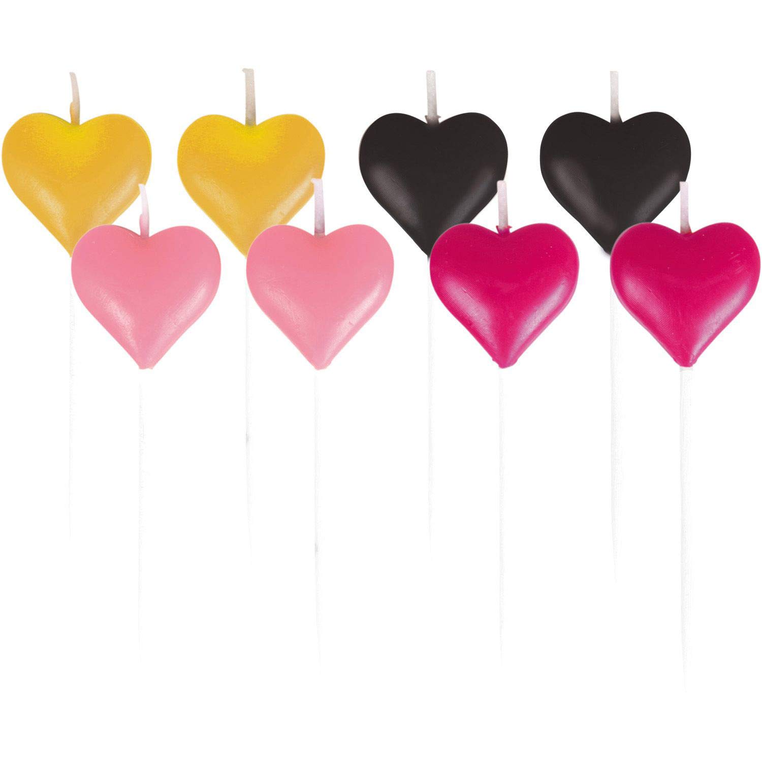 amscan 9903128 8 Mini Candles Hearts Pink, Gold, Pink and Black