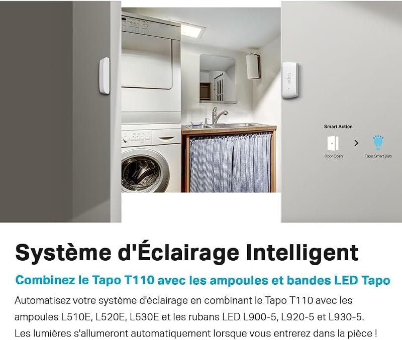 Détecteur Ouverture Porte Fenêtre Connecté WiFi, Alarme Maison T110