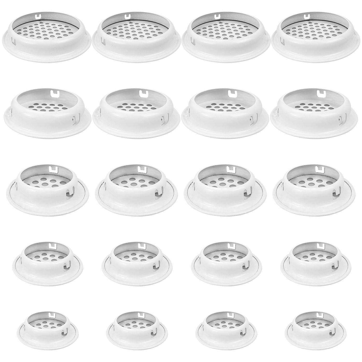20 Pcs Stainless Steel Air Vent 19 mm 25 mm 29 mm 35 mm 53 mm, Circular Mesh, White Circular Ventilation Grille, Grating Cover, Air Vent Grille Cover Ventilation of Cabinet, Wardrobe,Shoe Cupboard
