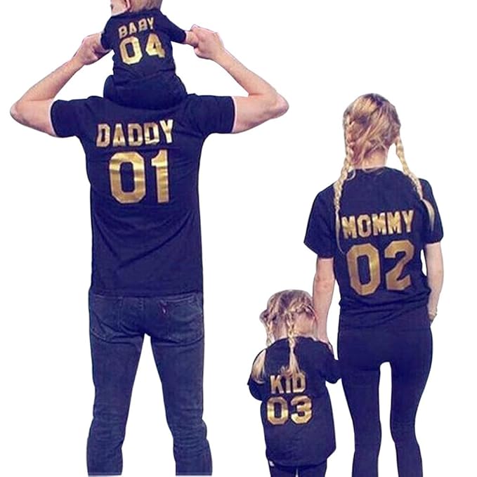 Ansenesna Familien Outfit Mutter Vater Kind Kleidung Freizeit Baumwolle Kurzarm Outfits Eltern Kind Familien Matching T-Shirt