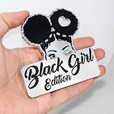 1x Black Girl Edition Emblem 3D Fender Badge Car Truck Sticker Decal Fit for Universal Car Truck SUV (Chrome Black)