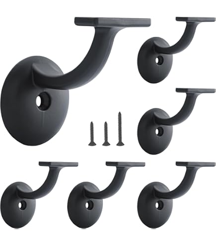 Khtumeware 10 Pack 3 Inch Matte Black Hand Rail Bracket Heavy Duty Hardware For Stairways Home Or Office Stair Support Handrail Brackets