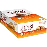 think! High Protein Snack Bar, Salted Caramel, 10 Count | 10g Protein Per Bar, with Whey Protein Isolate, 5g Sugar, 5g Fiber, Keto Friendly, Gluten Free with Low GI, 150 Calories