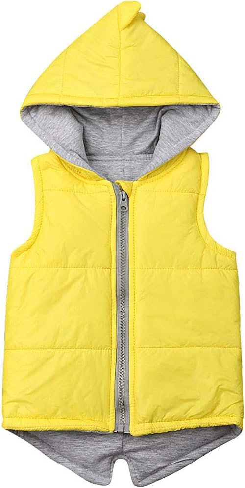 SUUGEN Toddler Baby Girl Hoodies Vest Outwear 3D Dinosaur Sleeveless Waistcoat Warm Jacket