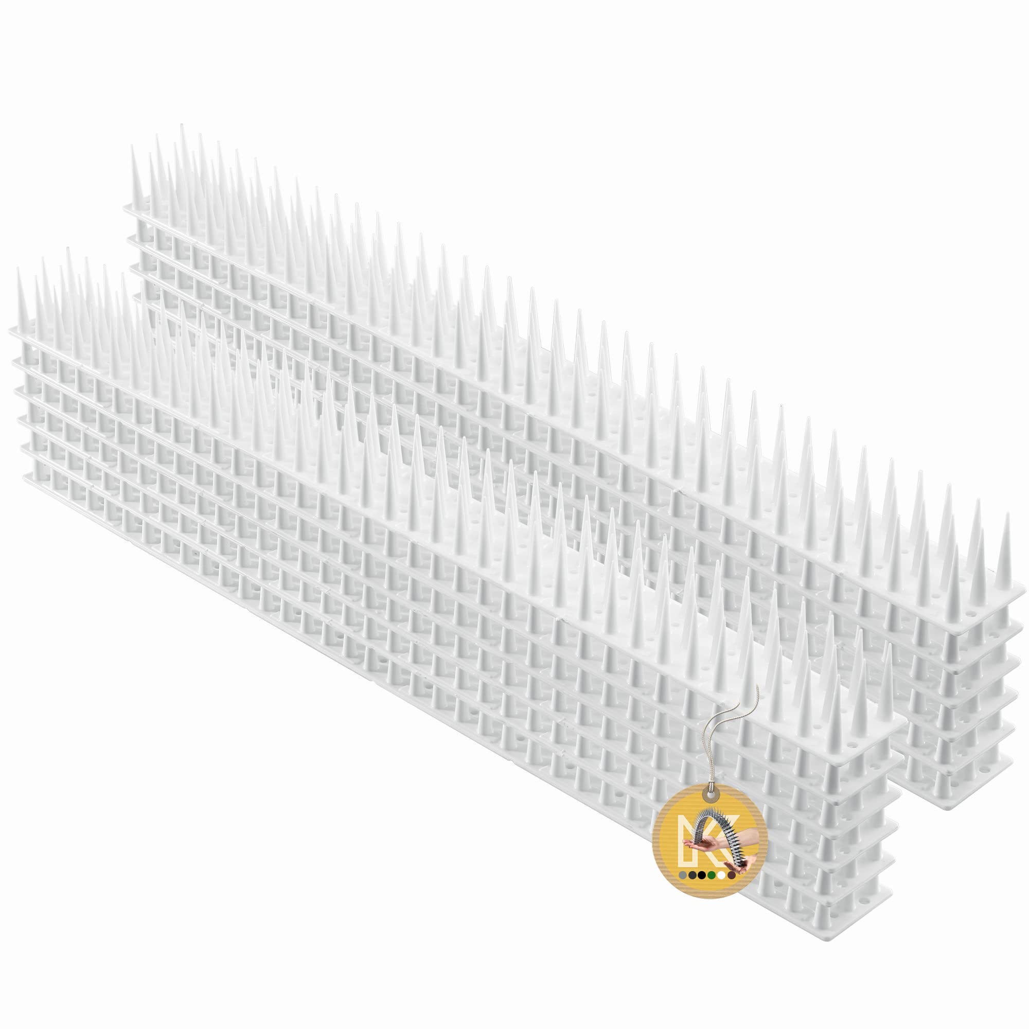 KADAX Plastic Bird Spikes, 51 x 4 x 3 cm, Wall Spikes, Fence Tops Spikes, Pigeon Repellent, Deterrent for Birds, Cats, Anti Climb Spikes, Squirrel Repellent (12, White)
