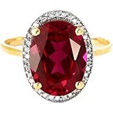 Galaxy Gold GG 7.93 ct 14k Solid Gold Ring Oval-Shaped Ruby Diamonds