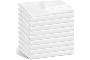 10 Pack White Bulk Flat Sheets Only Twin Size, Easy Sort Top Bed Sheet by Color-Coded Hem Threads, Soft Durable Brushed Micro