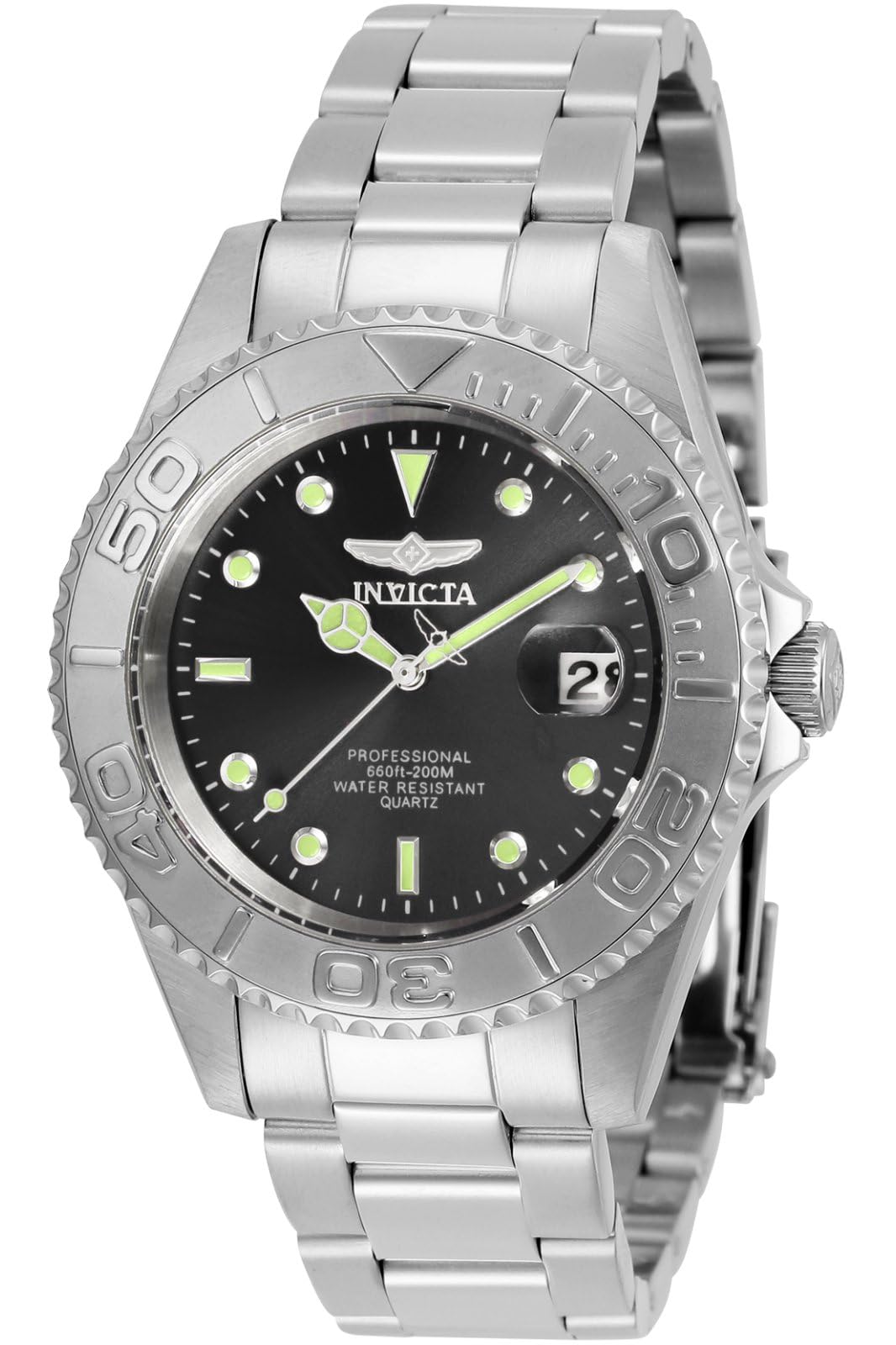 Invicta Pro Diver 29937 Watch - Waterproof - Analogue - Quartz Movement - stainless steel with Black dial - 38mm