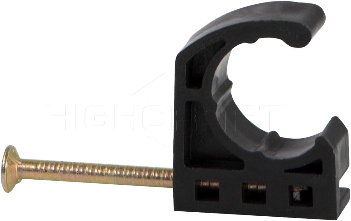Highcraft ID234x50 Half Clamp J-Hook with Nail For Pex Tubing Pipe Support, 1/2 in, Black - - 