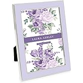 Laura Ashley 4x6 Lavender Enamel Picture Frame, Silver Metal Edge with Easel, for Countertop, Counterspace, Tabletop Display, Bookshelf, Desk, Wall Décor, Photo Gallery (4x6, Lavender W/Silver)