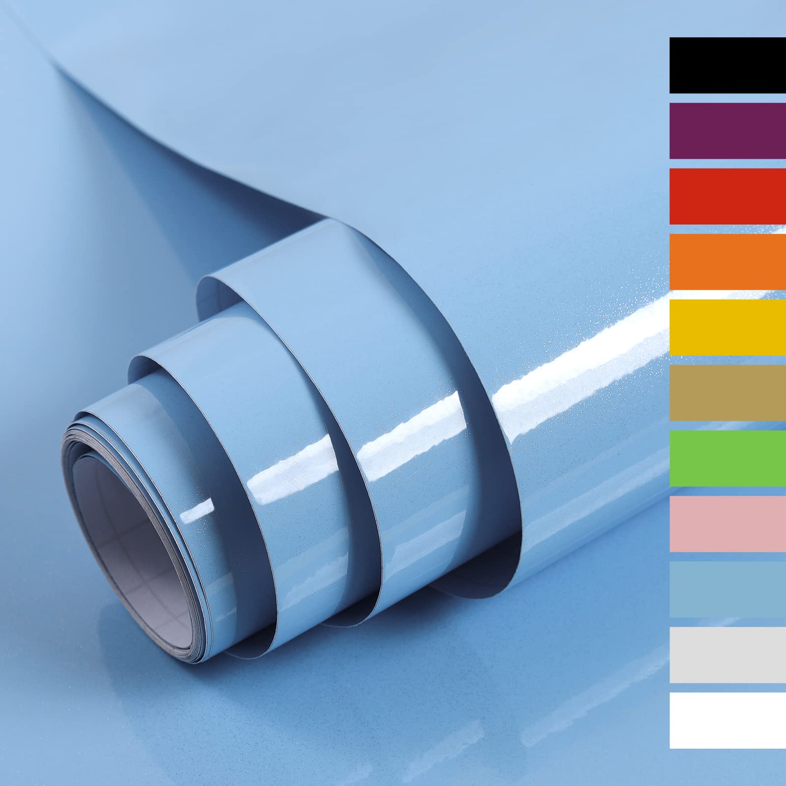 Hode Vinyl Wrap Blue Sticky Back Plastic Roll 60cmX5m, Blue Glitter Effect Self Adhesive Wallpaper for Furniture Stickers, Peel and Stick Kitchen Bathroom Covering Contact Paper (High Gloss)