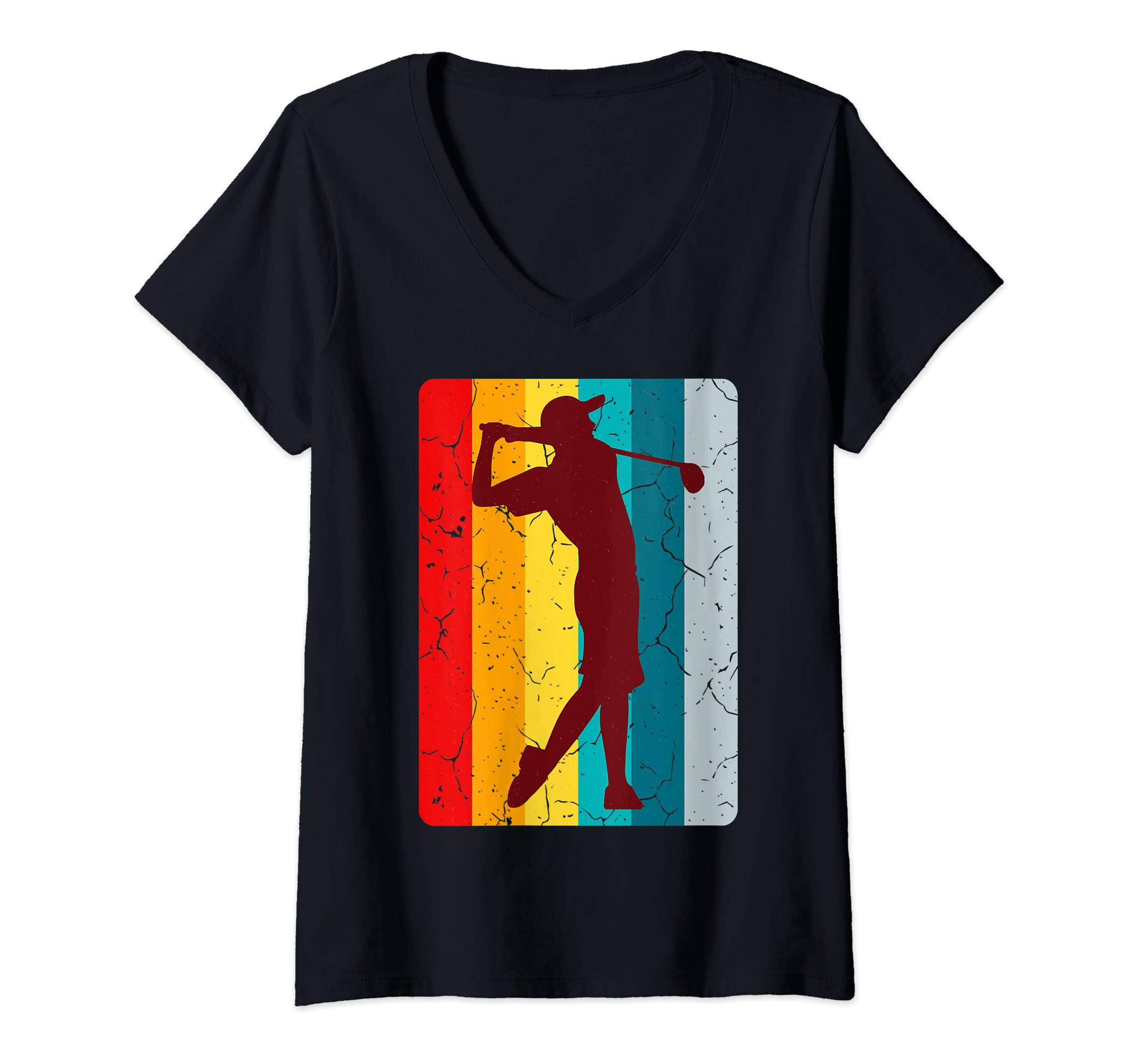 Womens GOLF RETRO Golfing Clothes Women Men Kids Golfer Outfit Golf V-Neck T-Shirt
