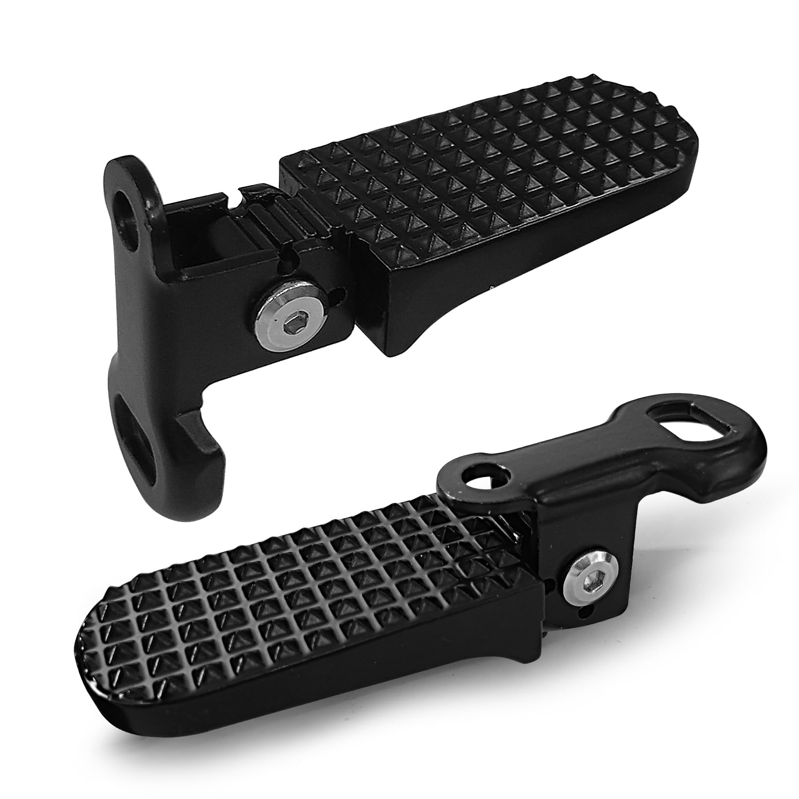 RainFlowwer 1 Pair Foot Pegs, 11x4cm Aluminium Alloy Anti-Skid Folding Foot Rest Stunt Pegs Rear Feet Pedals for Mountain Bike E-Bike Motorcycle, Black
