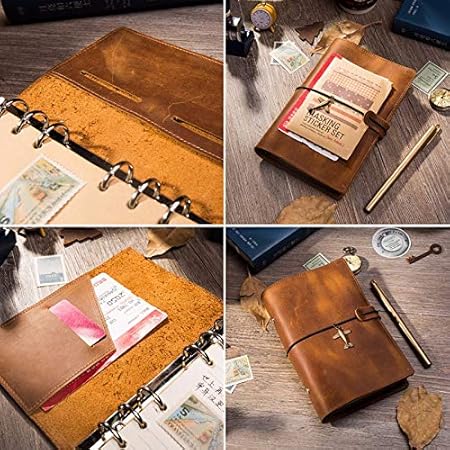 Amazon 革トラベルノートブックジャーナル日記手作り 100 クラシックハードカバーオフィス学校文具スケッチブック A6 A5 手帳 文房具 オフィス用品