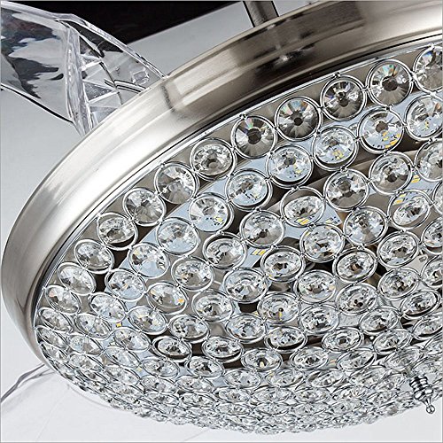 Colorled Crystal Led Ceiling Fans Light 42 Inch With Transparent