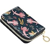 NCRJCZQL Cute Axolotl RFID Credit Card Holder Wallets Accordion for Women Leather Zipper Card Case Accordion Wallet for Ladies Girls