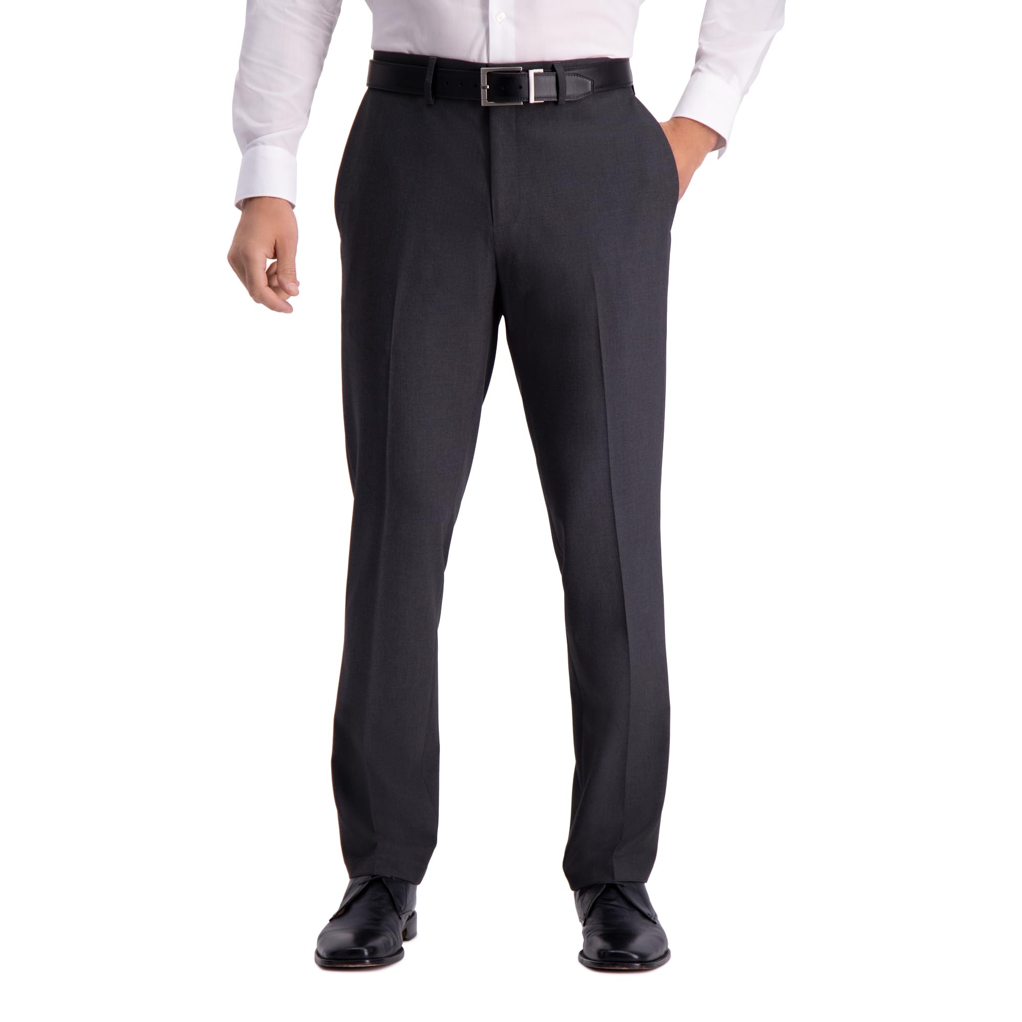 Kenneth Cole REACTION mens 4-way Stretch Solid Gab Slim Fit Dress Pants, Charcoal Heather, 38W x 30L US
