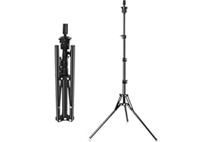 Aofadaning Wig Stand Tripod Adjustable Heavy Duty Wig Head Stand Mannequin Head Stand for Canvas Block Head Beauty Training Doll Heads and Styling Production Wig Clip Stand (large size) DH