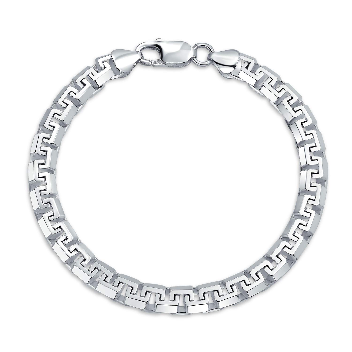 Bling Jewelry Men's Solid Heavy Thick Strong Franco Square Fancy Box Link Chain Bracelet For Men Teen .925 Sterling Silver Made In Italy 8 Inch