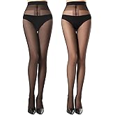 MANZI 2 Pairs Women's Sheer Tights T-Crotch Pantyhose Combo with 20 and 40 Denier Sheer to Waist Tights High Waist Stockings