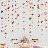 Rose Gold 18th Birthday Decorations Number 18 Circle Dot Twinkle Star Garland Kit Metallic Hanging Streamer Bunting Banner Backdrop for Girls Happy 18 Year Old Eighteen Anniversary Party Supplies