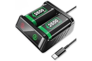 WIRELESSFINEST 2X Fast Charge Battery Pack For Xbox Controllers, 2x 2650mAh Rechargeable Battery + Fast Charger Station for Xbox One/Series X/Series S/Xbox One X|S/Xbox One Elite Wireless Controller Xbox Accessories