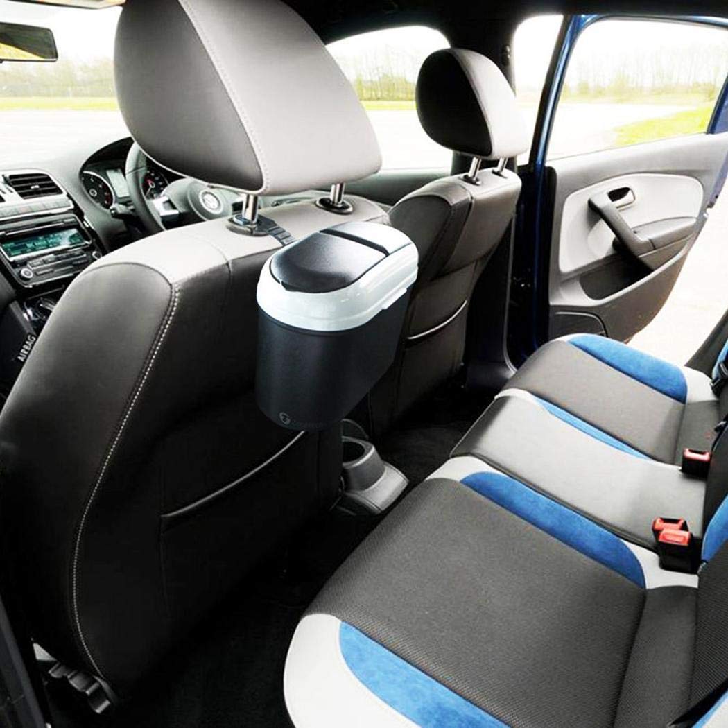 junnire Dual Side Lid Car Vehicle Plastic Trash Can Garbage Bin Storage Box Garbage Cans