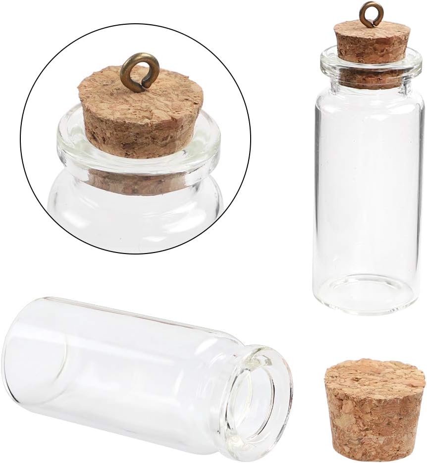 CUCUMI 44pcs Mini Glass Jars Bottles with Cork Stoppers Wish Bottles（20pcs 5ml and 12pcs 10ml and 12pcs 20ml）,50pcs Eye Screws,30 Meters Twine and 2pcs Funnel: Home Improvement