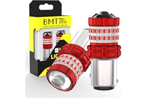 BMT xms 1157 LED Strobe Brake Lights Bulbs, 2057 2357 7528 BAY15D Brilliant Red LED Stop Tail Lights, Pack of 2