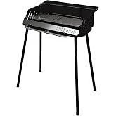 Vertical Folding BBQ Grill, Charcoal Grill with Enameled Charcoal Pan, Chrome-Plated Cooking Grid, High Stand Up Design, Portable Outdoor Barbecue for Camping Backyard Patio 4-8 Persons