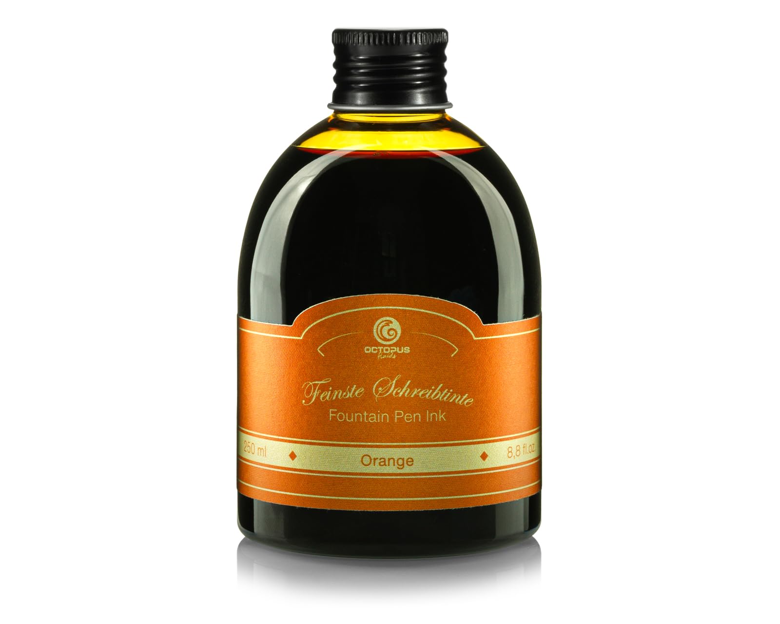Octopus Fountain pen ink in practical refill bottle, writing ink for fountain pen, fountain pen ink, calligraphy ink in Orange 250ml