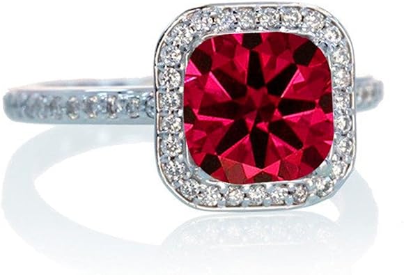1 5 Carat Cushion Cut Classic Ruby And Diamond Halo Multistone