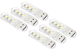PATIKIL USB Night Light, 6 Pack Portable Plug-in Mini LED Lamp Stick 3 Beads for Home Decor Reading Sleeping Camping, White