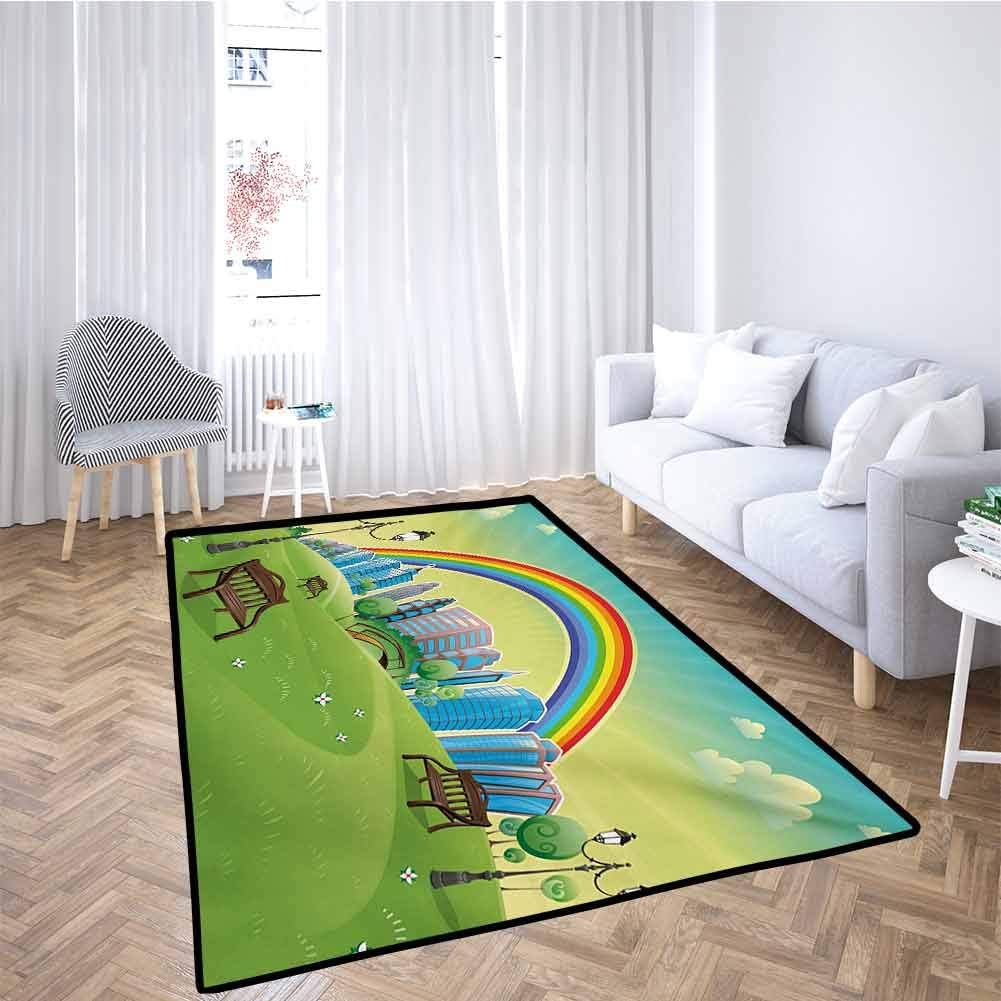 Cartoon Soft Crawling Mat Kids Boys Girls Room Bear in Styles with Sketchy Hand Drawn Image Art for Toddlers, Stylish & Pet-Friendly Dark Blue and White