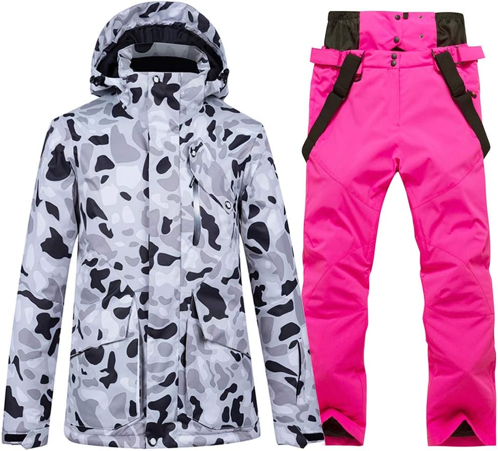 RIUIYELE Women's Ski Bib Suit Jacket Waterproof Snowboard Colorful Printed Ski Jacket and Pants Set …