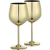 WOTOR Stainless Steel Wine Glasses (2-Pack), 18 oz, Unbreakable, Gold, Ideal for Outdoor, Travel, Camping, Pool, Gift for Wine Lovers