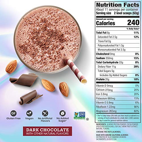 Blue Diamond Almonds Almond Protein Powder, Dark Chocolate 20g