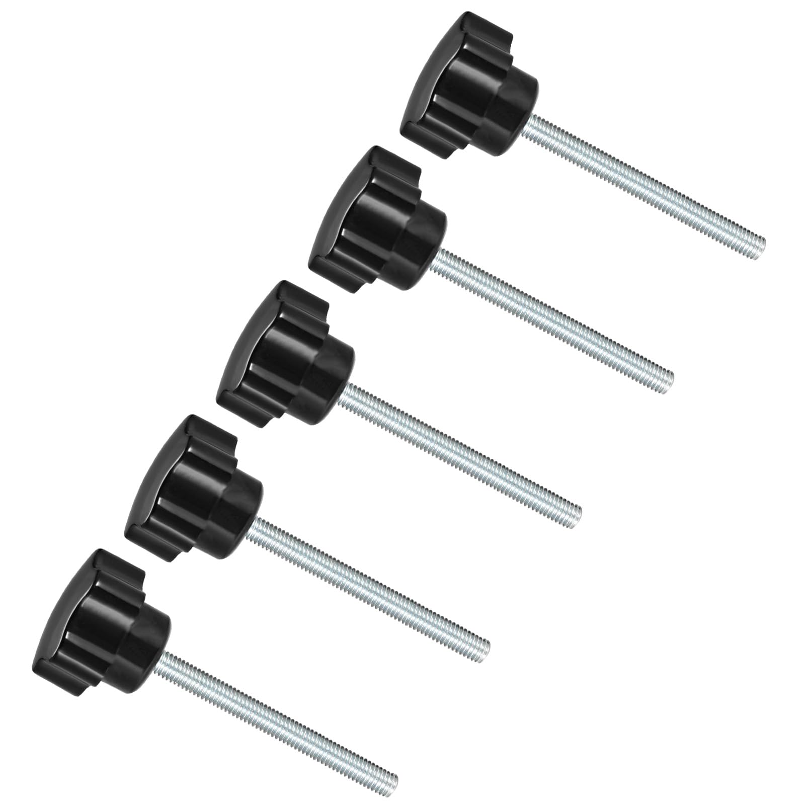 CoCud Star Clamping Knobs, M5 x 70mm Male Thread 23.5mm Head, Plastic Thumb Screw Grip Hand Knobs Threaded Bolt Black - (Applications: for Lathe Machinery), 5-Pieces
