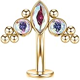 FUNLMO Belly Button Ring G23 Titanium Floating Navel Piercing Jewelry 14G Belly Piercing Jewelry Internally Threaded Curved Navel Barbell 8/10/12/14mm