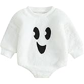 FIOMVA Newborn Baby Girl Boy Halloween Ghost Costume Clothes Outfits Fleece Long Sleeve Onesie Romper