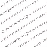 Beebeecraft 10Pcs Paperclip Necklace 667 Stainless Steel Paperclip Chain with Extender Lobster Clasp for Jewelry Making