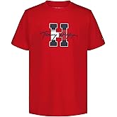 Tommy Hilfiger Boys' Short Sleeve Graphic Crew Neck T-Shirt, Soft, Comfortable, Relaxed Fit, Script H Tommy Red, 14-16