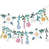 Flower Banner Wildflower Party Decorations Banner Paper Hanging Flower Leaf Floral Garland Baby Shower Decorations Wildflower Backdrop for Spring Decor Garden Woodland Fairy Party Bridal Shower