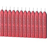 Mudder 12 Pieces Antique Sealing Wax Sticks with Wick for Retro Vintage Wax Seal Stamp (Wine Red)